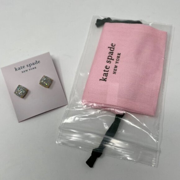 Kate spade ♠️ Square Glitter Stud Earrings NWT - Picture 4 of 4